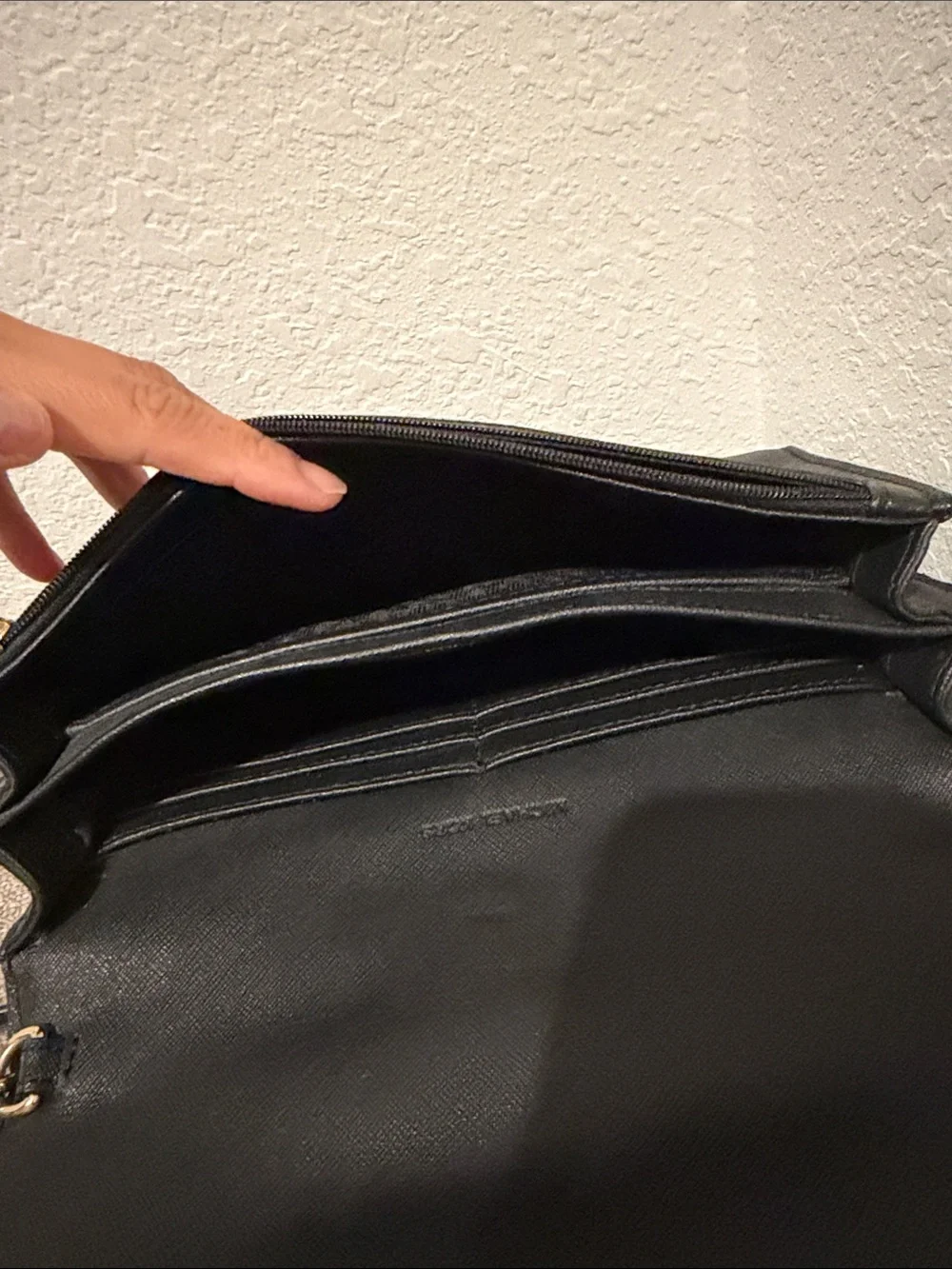 Michael Kors Black Leather Crossbody with Gold Hardware